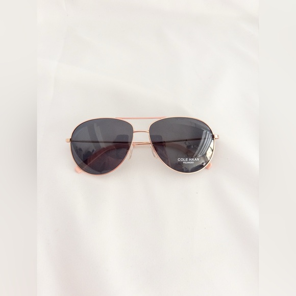 Cole Haan Accessories - Cole Haan Polarized Aviator Sunglasses Rose Gold Metal Frame
